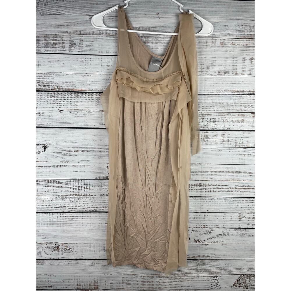 Alpha Beige Whimsical Tank Top Fairy Tulle Lightweight Medium NEW Boho Lagenlook